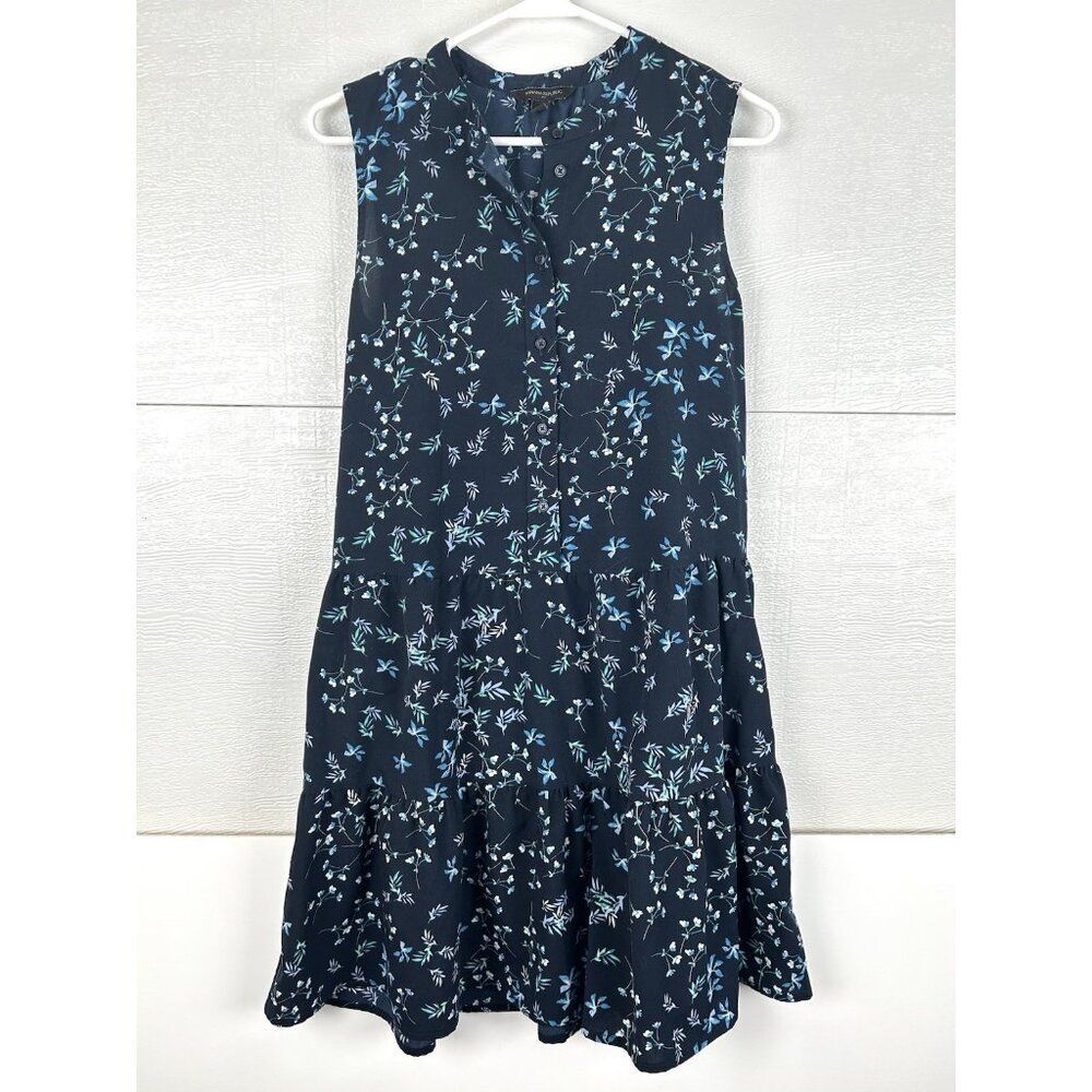Banana Republic Blue NO WRINKLE Flounce Swing Dress S Small
